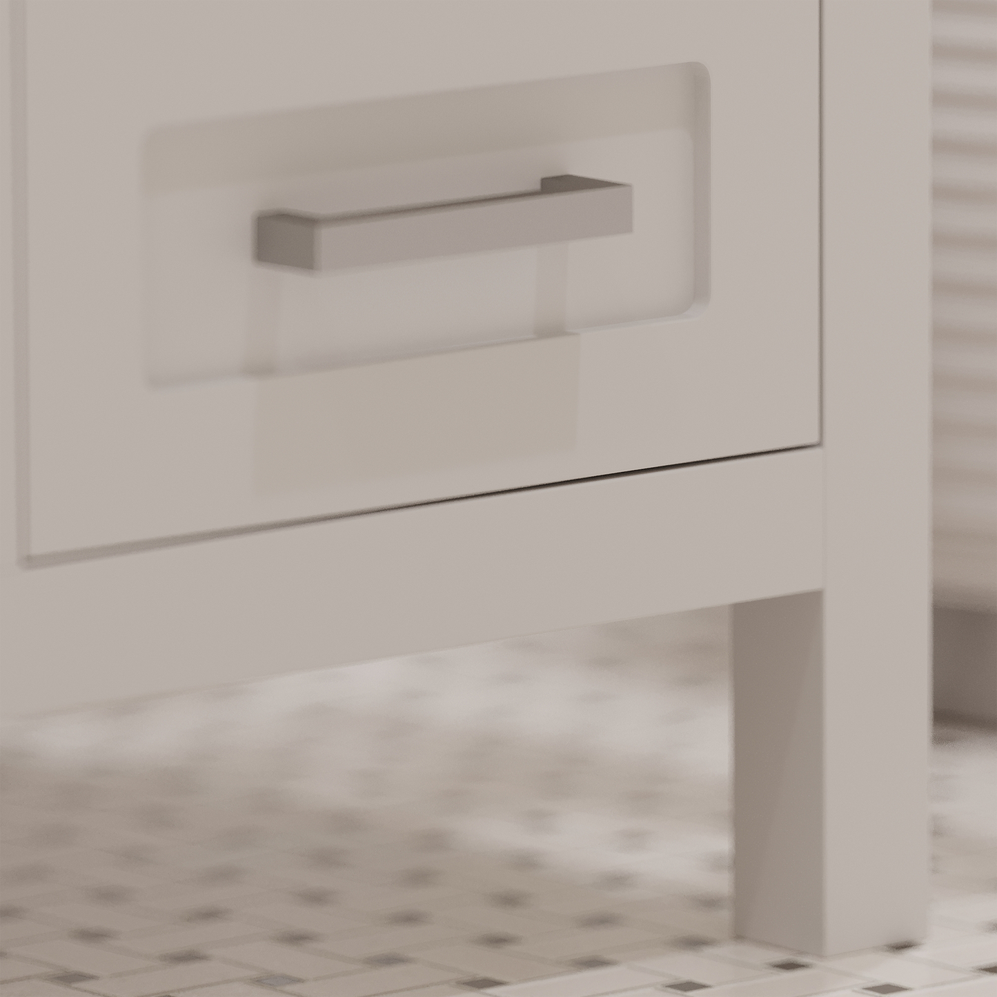 Rooh 48 Inch Solid Wood Bathroom Vanity with Undermount single Rectangle sink & White Quartz countertop 0.75 inch edge in white