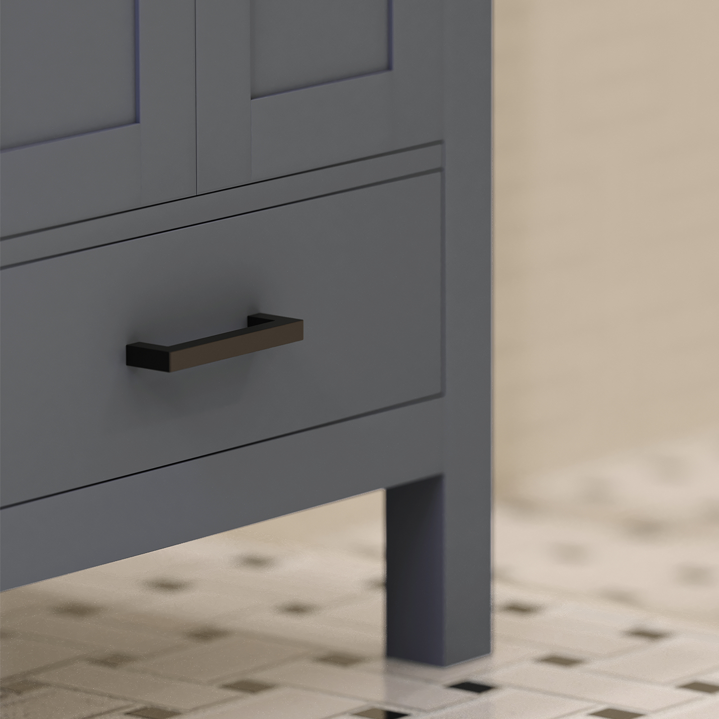 Rooh 24 Inch Solid Wood Bathroom Vanity with Undermount single Rectangle sink & White Quartz countertop 0.75 inch edge in white