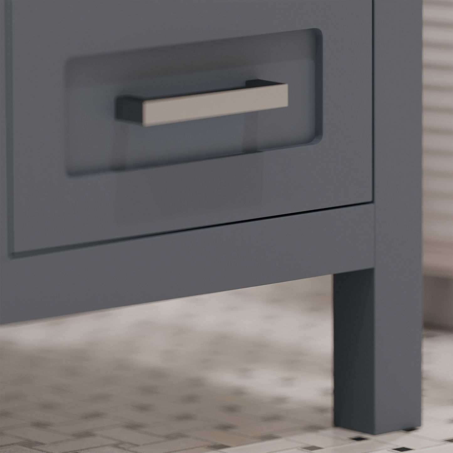 Rooh 48 Inch Solid Wood Bathroom Vanity with Undermount single Rectangle sink & White Quartz countertop 0.75 inch edge in white