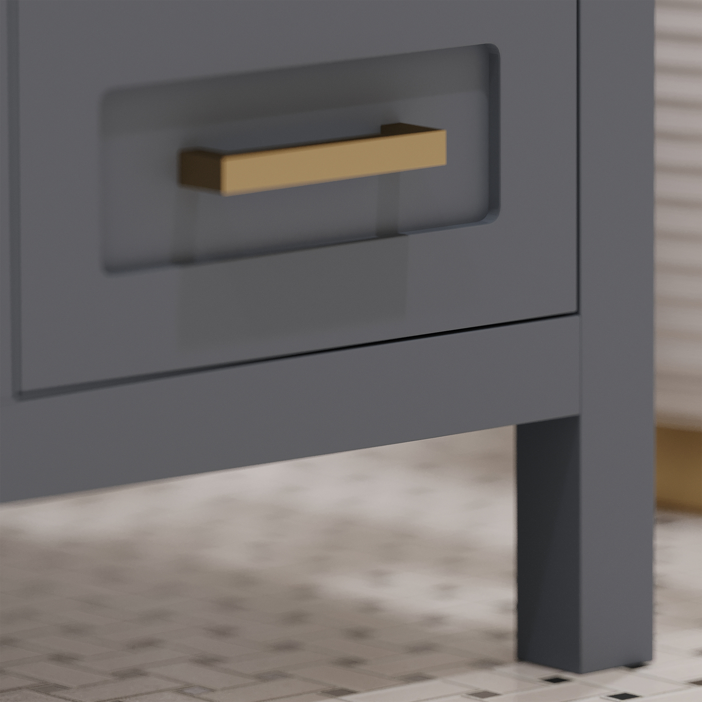 Rooh 48 Inch Solid Wood Bathroom Vanity with Undermount single Rectangle sink & White Quartz countertop 0.75 inch edge in white