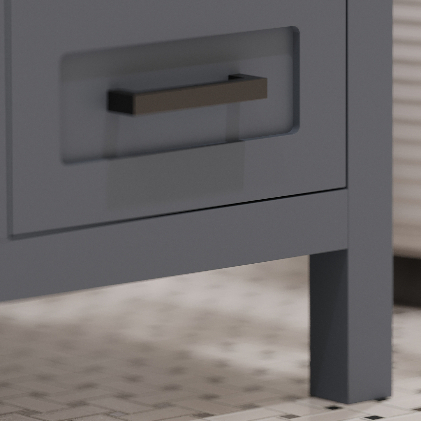 Rooh 48 Inch Solid Wood Bathroom Vanity with Undermount single Rectangle sink & White Quartz countertop 0.75 inch edge in white