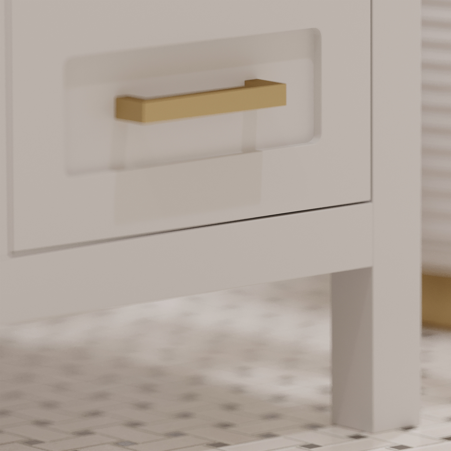 Rooh 48 Inch Solid Wood Bathroom Vanity with Undermount single Rectangle sink & White Quartz countertop 0.75 inch edge in white