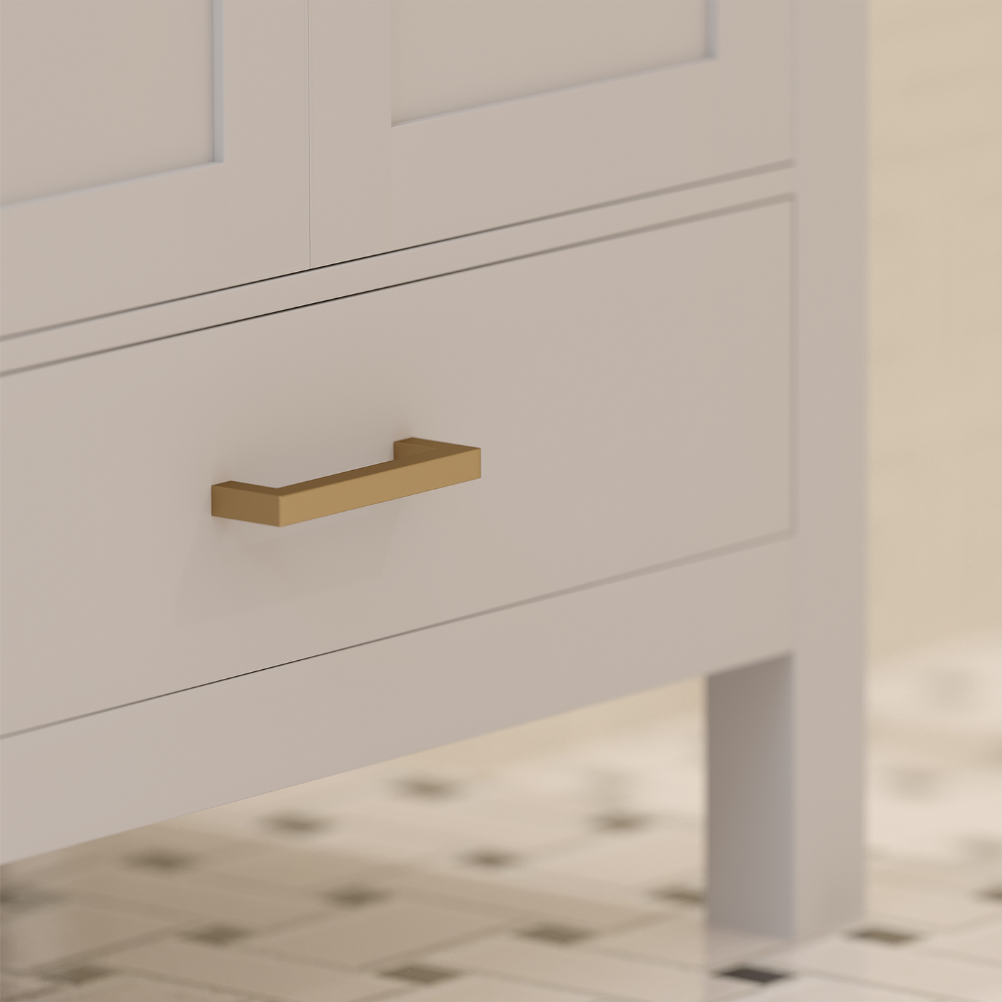 Rooh 30 Inch Solid Wood Bathroom Vanity with Undermount single Rectangle sink & White Quartz countertop 0.75 inch edge in white