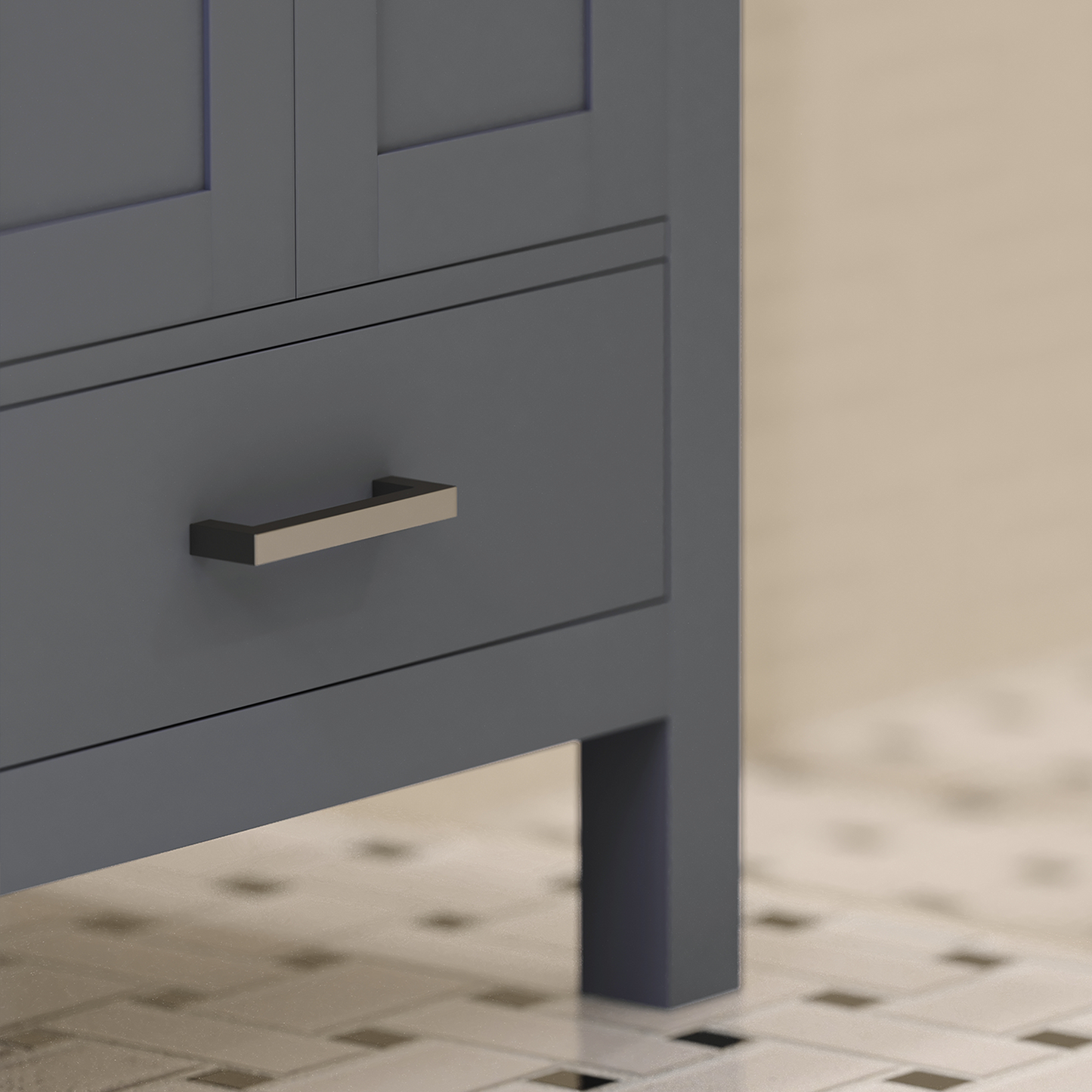 Rooh 24 Inch Solid Wood Bathroom Vanity with Undermount single Rectangle sink & White Quartz countertop 0.75 inch edge in white