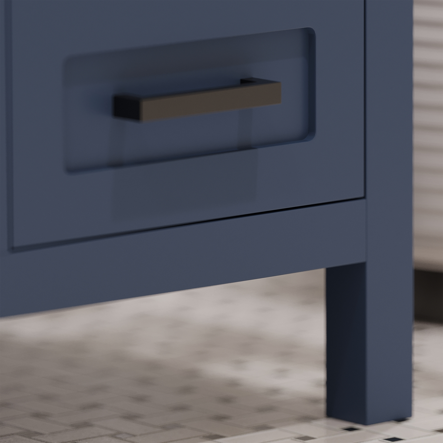 Rooh 48 Inch Solid Wood Bathroom Vanity with Undermount single Rectangle sink & White Quartz countertop 0.75 inch edge in white