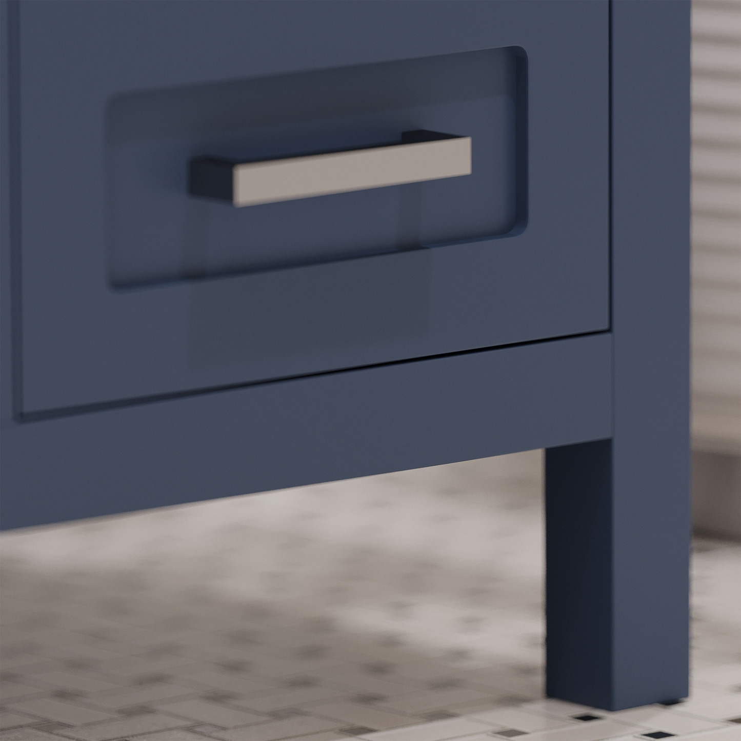 Rooh 48 Inch Solid Wood Bathroom Vanity with Undermount single Rectangle sink & White Quartz countertop 0.75 inch edge in white