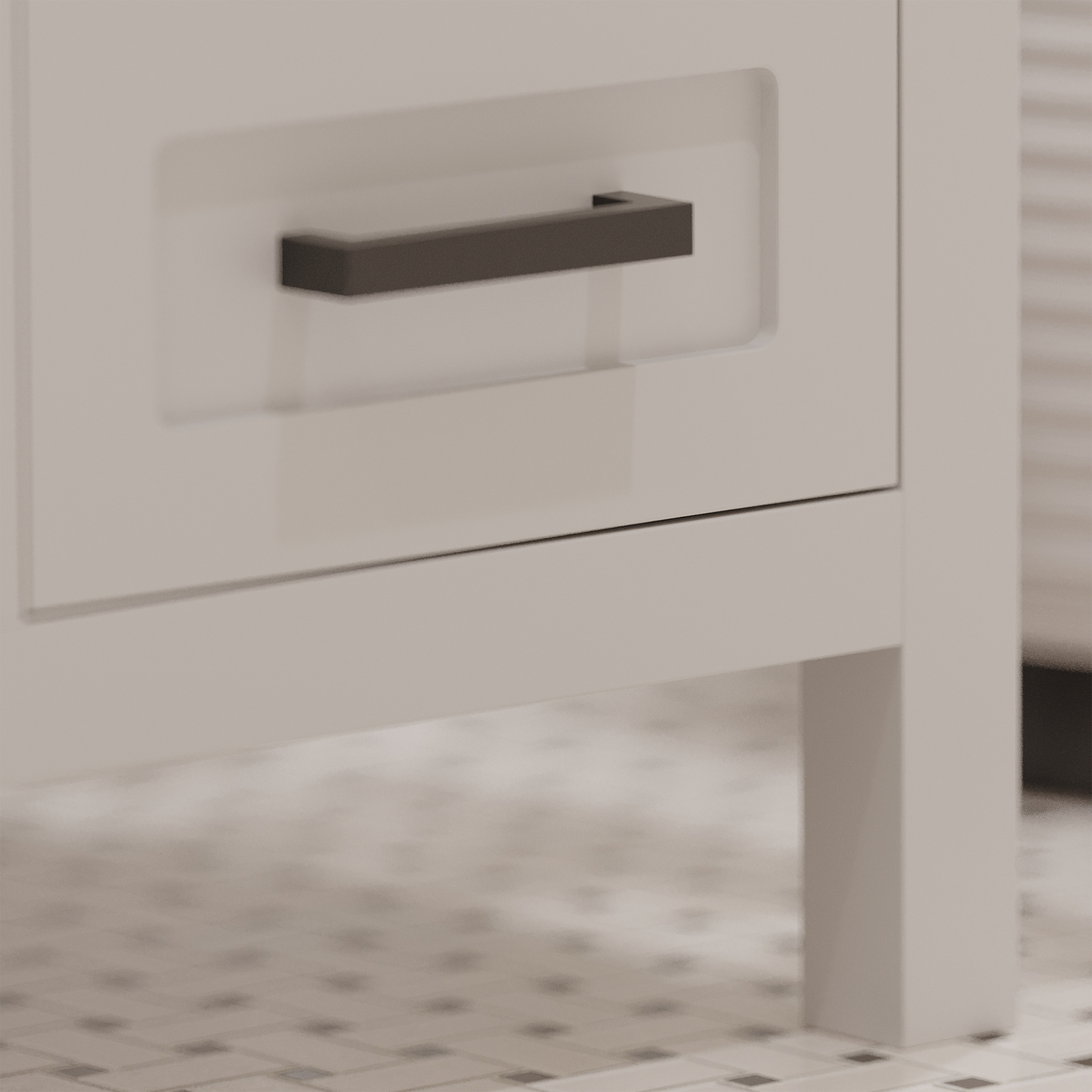 Rooh 48 Inch Solid Wood Bathroom Vanity with Undermount single Rectangle sink & White Quartz countertop 0.75 inch edge in white