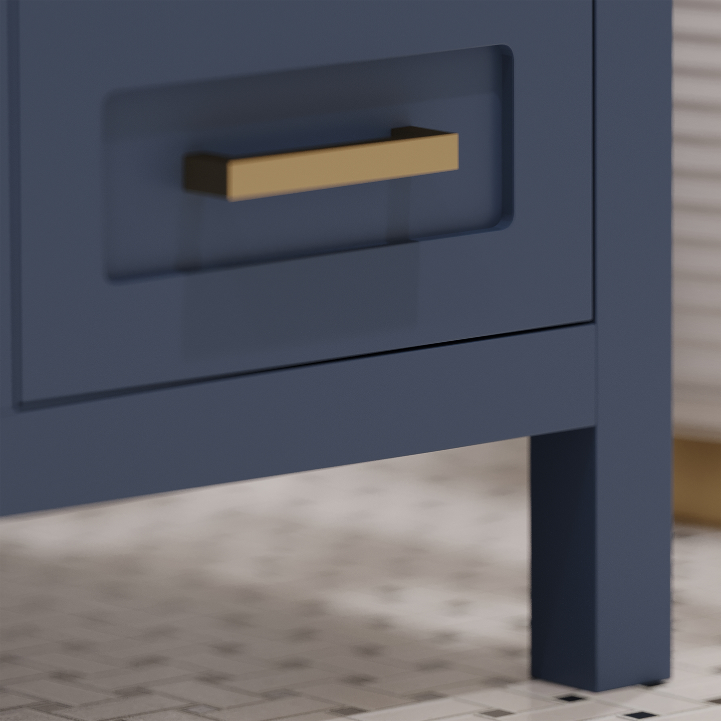 Rooh 48 Inch Solid Wood Bathroom Vanity with Undermount single Rectangle sink & White Quartz countertop 0.75 inch edge in white