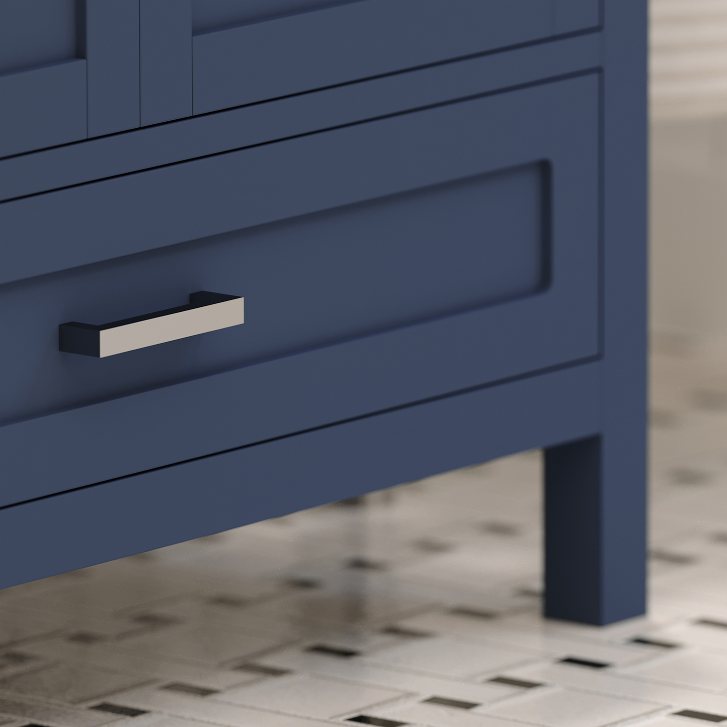 Rooh 72 Inch Solid Wood Bathroom Vanity with Undermount double Rectangle sinks & White Quartz countertop 0.75 inch edge in white