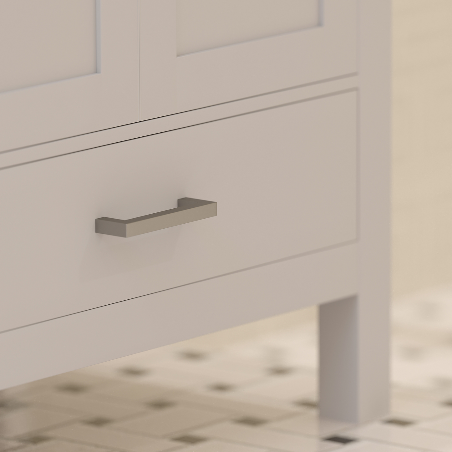 Rooh 30 Inch Solid Wood Bathroom Vanity with Undermount single Rectangle sink & White Quartz countertop 0.75 inch edge in white