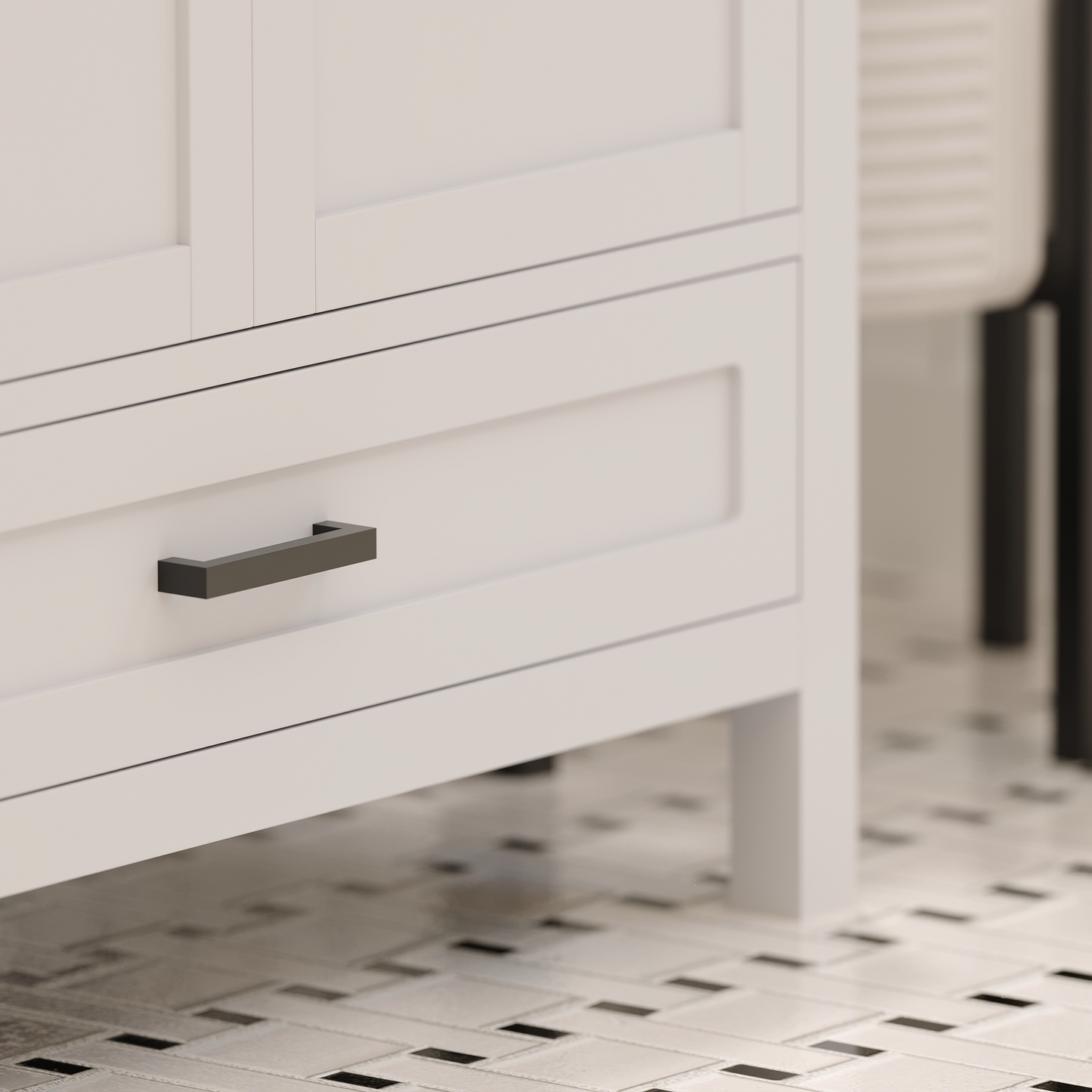 Rooh 72 Inch Solid Wood Bathroom Vanity with Undermount double Rectangle sinks & White Quartz countertop 0.75 inch edge in white