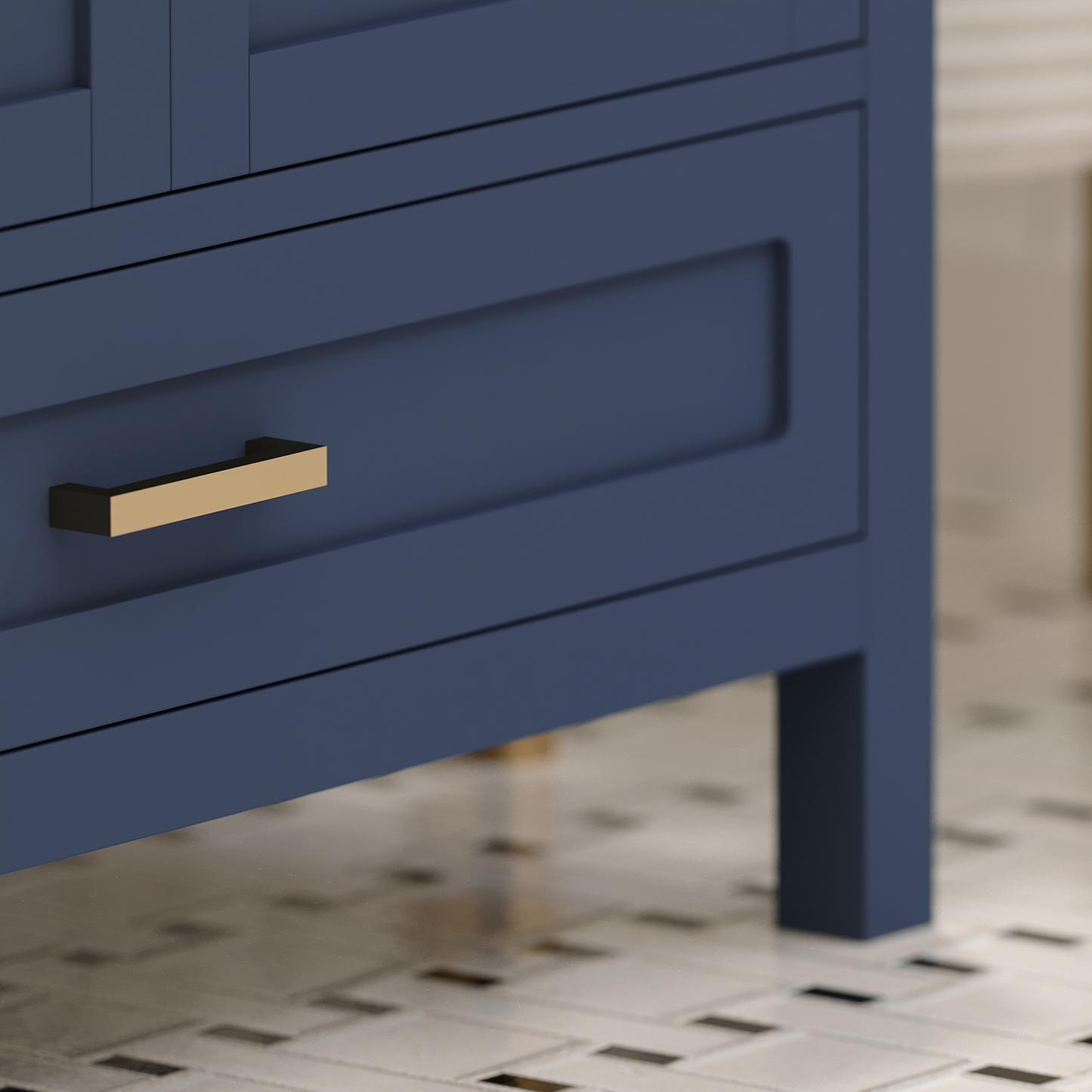 Rooh 72 Inch Solid Wood Bathroom Vanity with Undermount double Rectangle sinks & White Quartz countertop 0.75 inch edge in white