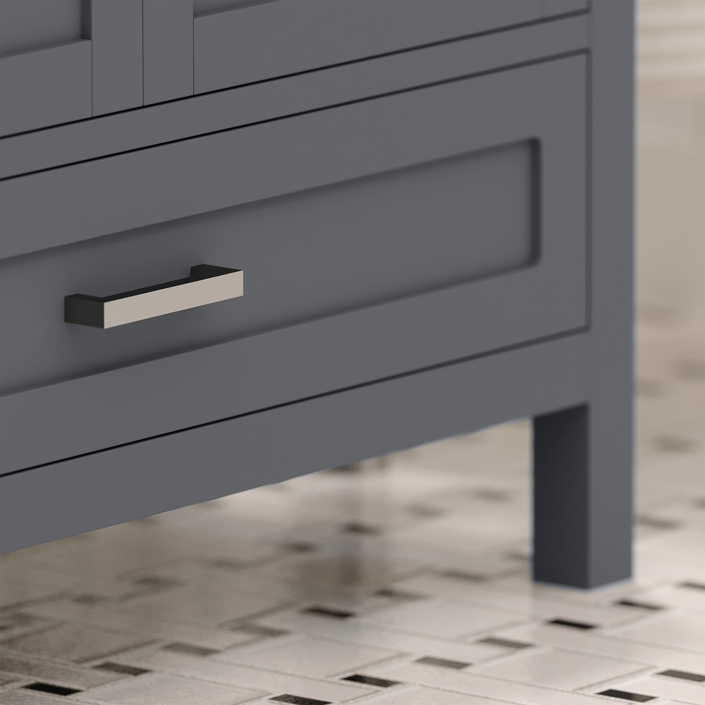 Rooh 72 Inch Solid Wood Bathroom Vanity with Undermount double Rectangle sinks & White Quartz countertop 0.75 inch edge in white