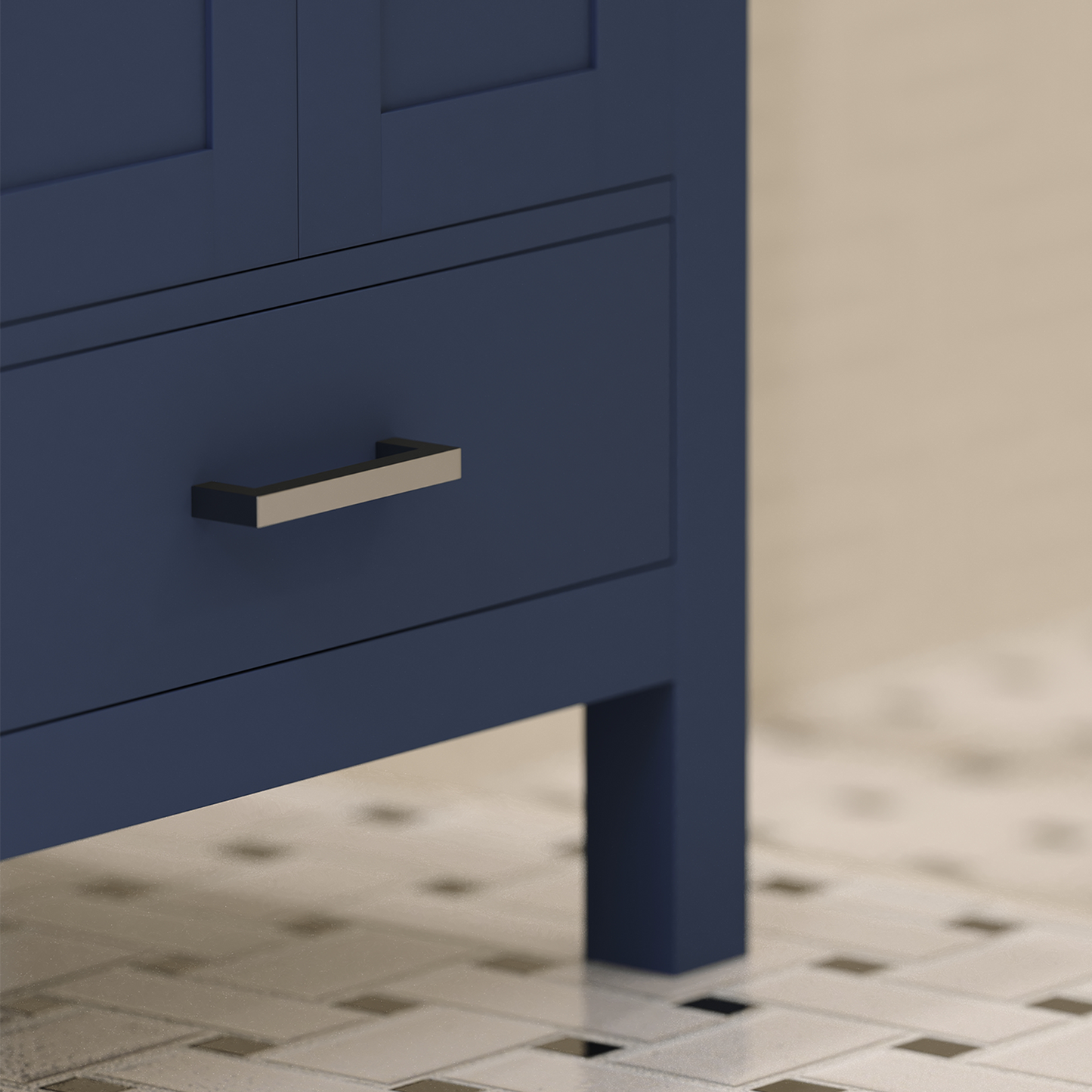 Rooh 24 Inch Solid Wood Bathroom Vanity with Undermount single Rectangle sink & White Quartz countertop 0.75 inch edge in white