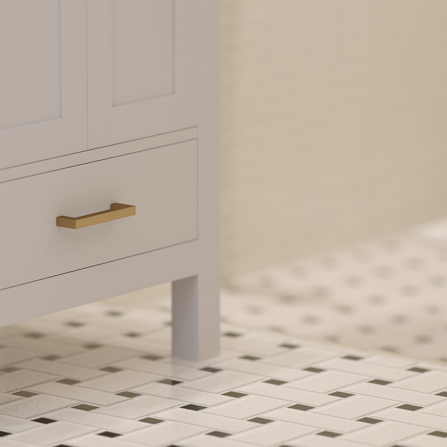Rooh 24 Inch Solid Wood Bathroom Vanity with Undermount single Rectangle sink & White Quartz countertop 0.75 inch edge in white