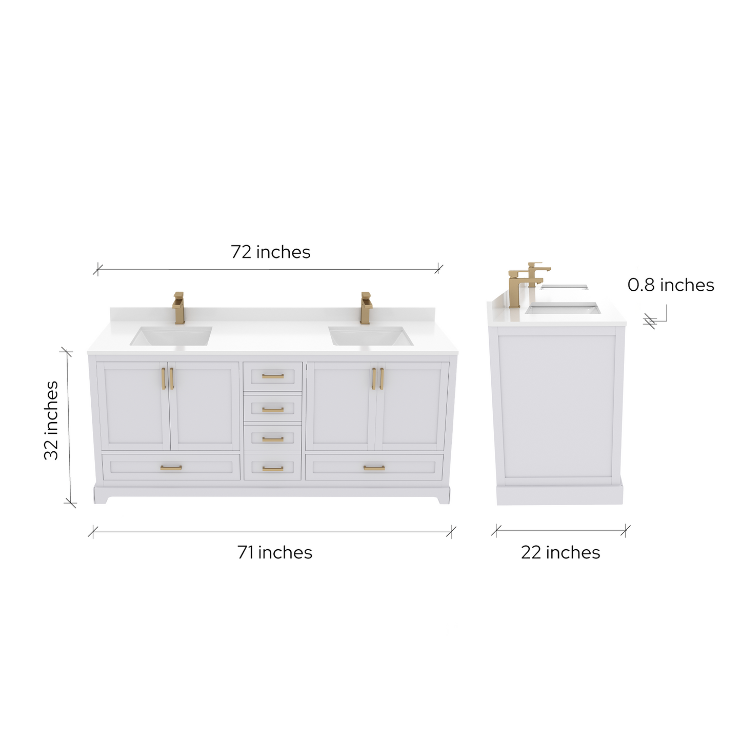 Maya 72 Inch Solid Wood Double Bathroom Vanity with Quartz Countertop