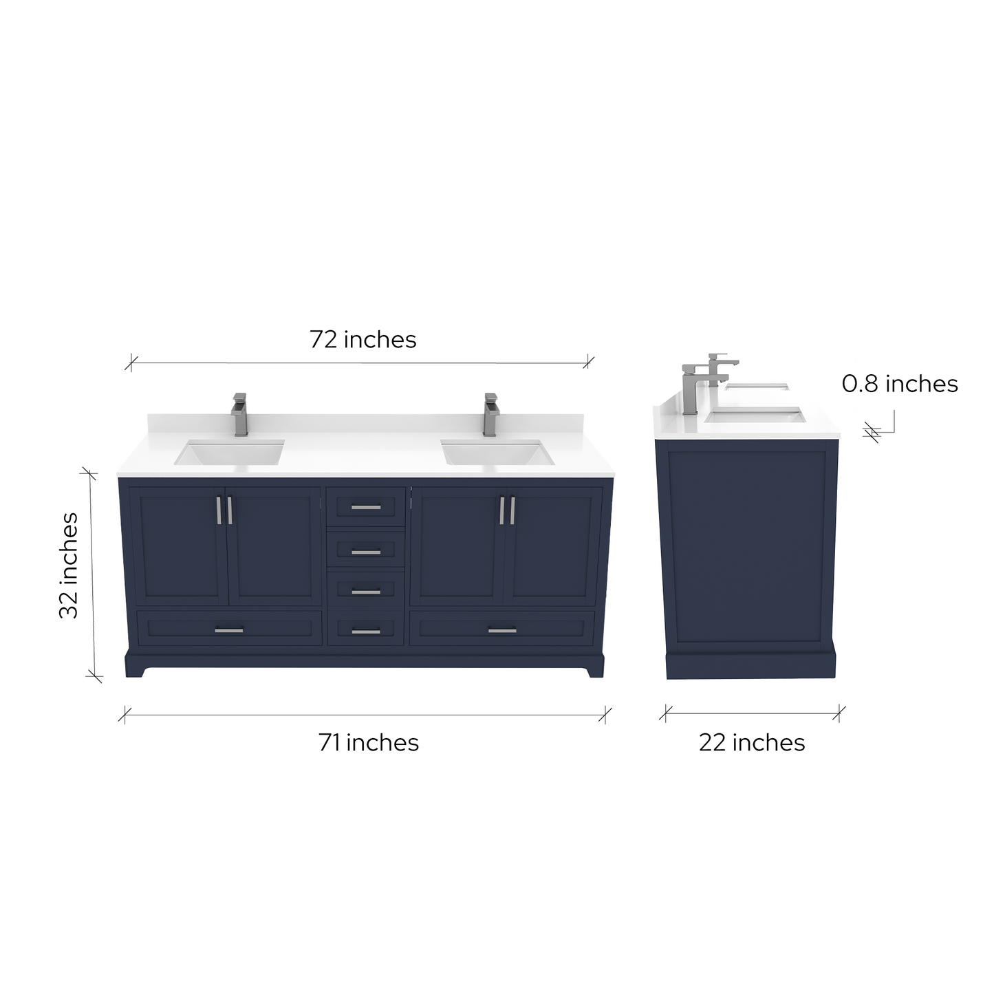 Maya 72 Inch Solid Wood Double Bathroom Vanity with Quartz Countertop