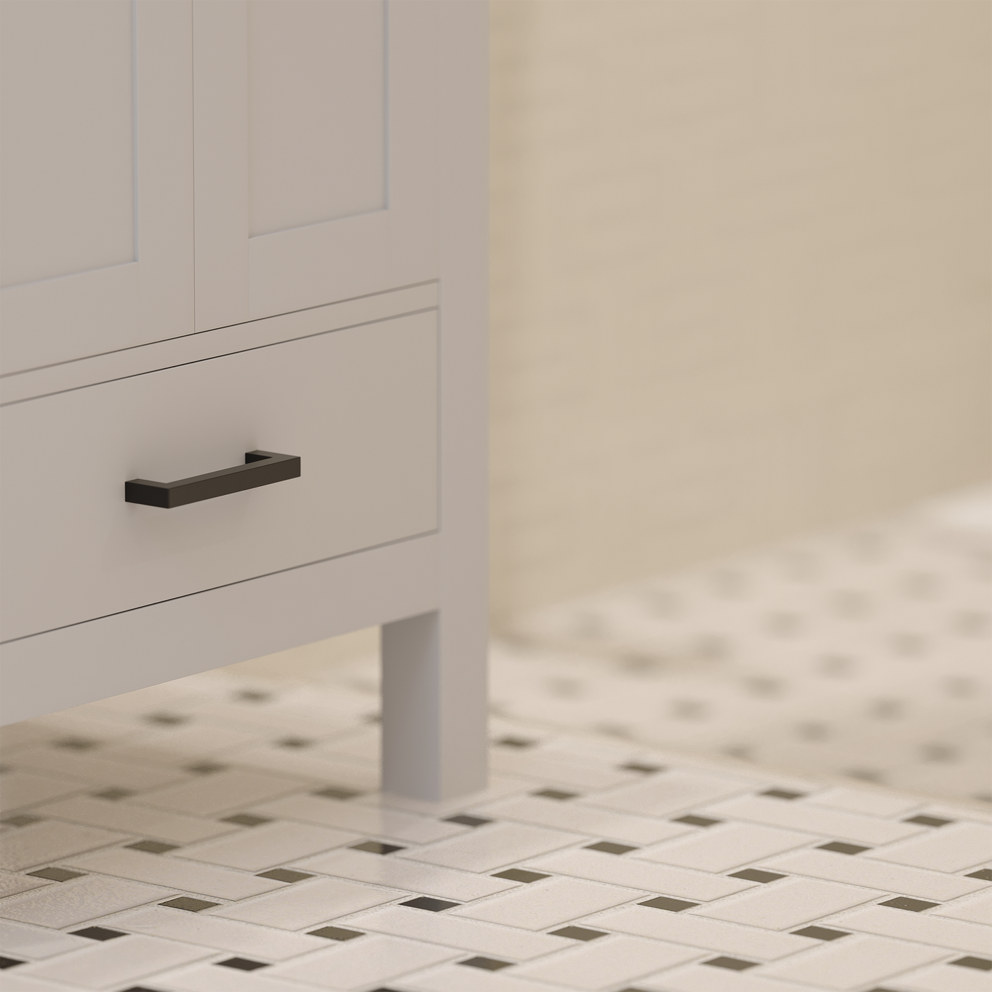 Rooh 24 Inch Solid Wood Bathroom Vanity with Undermount single Rectangle sink & White Quartz countertop 0.75 inch edge in white