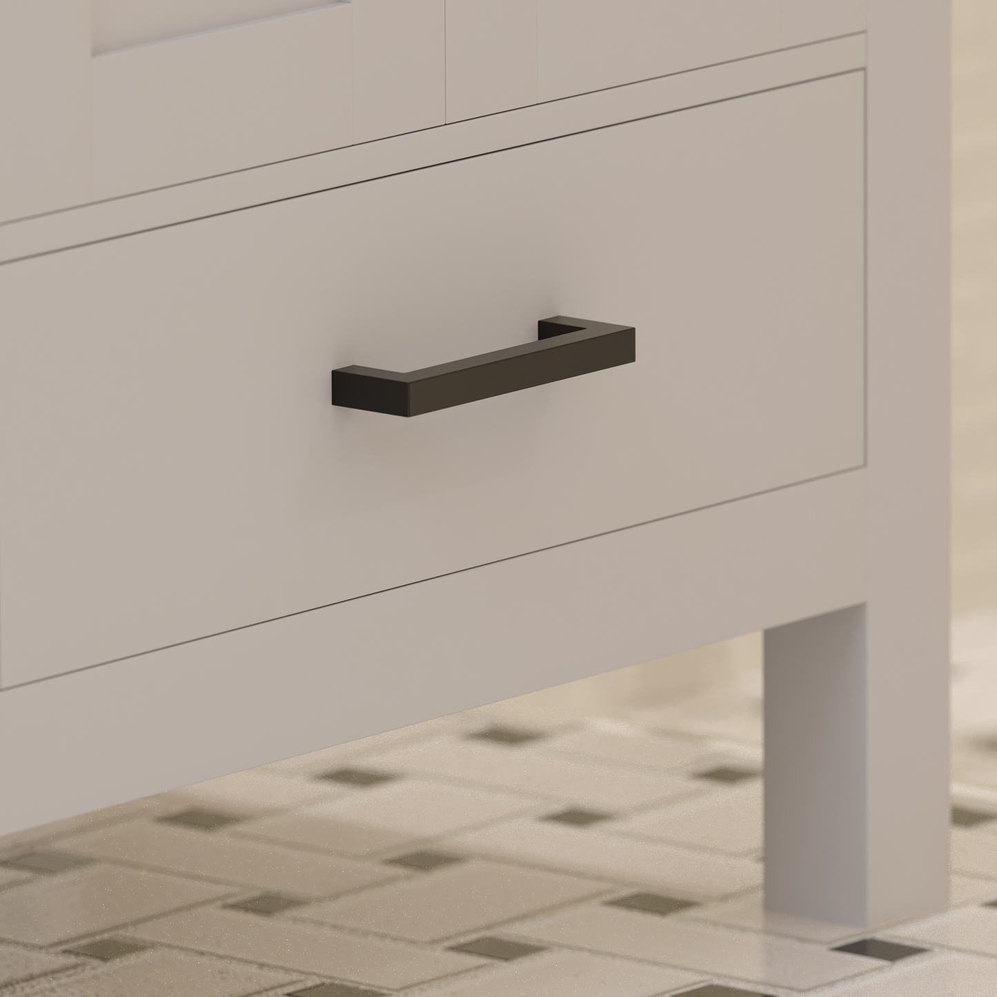 Rooh 36 Inch Right Solid Wood Single Bathroom Vanity with Undermount single Rectangle sink & White Quartz countertop 0.75 inch edge in white