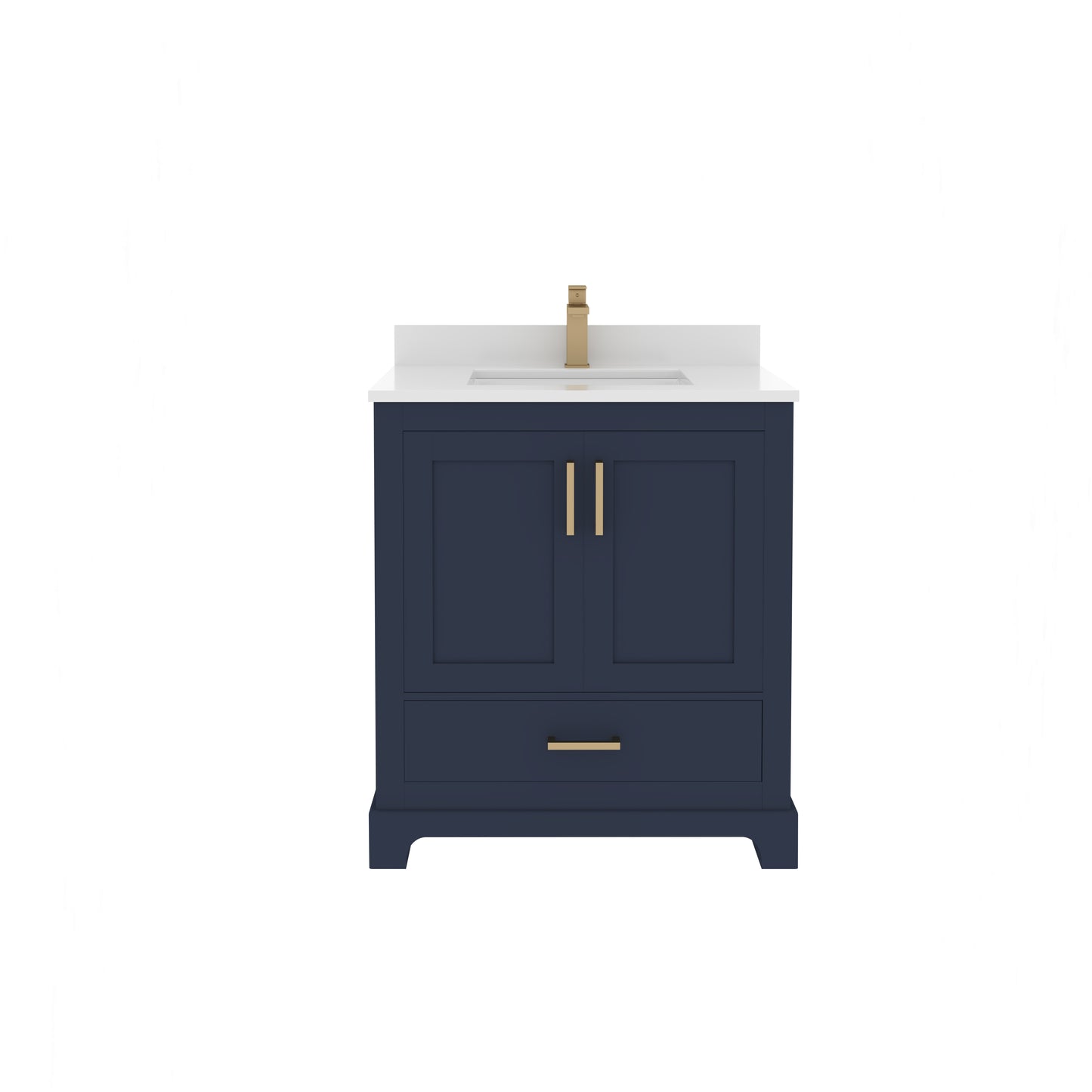 Maya 30 Inch Solid Wood Single Bathroom Vanity with Quartz Countertop