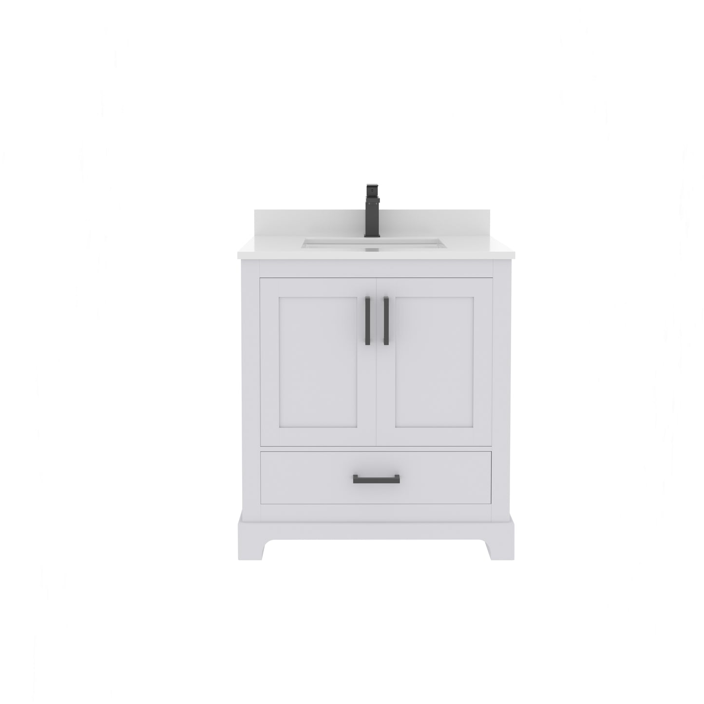 Maya 30 Inch Solid Wood Single Bathroom Vanity with Quartz Countertop