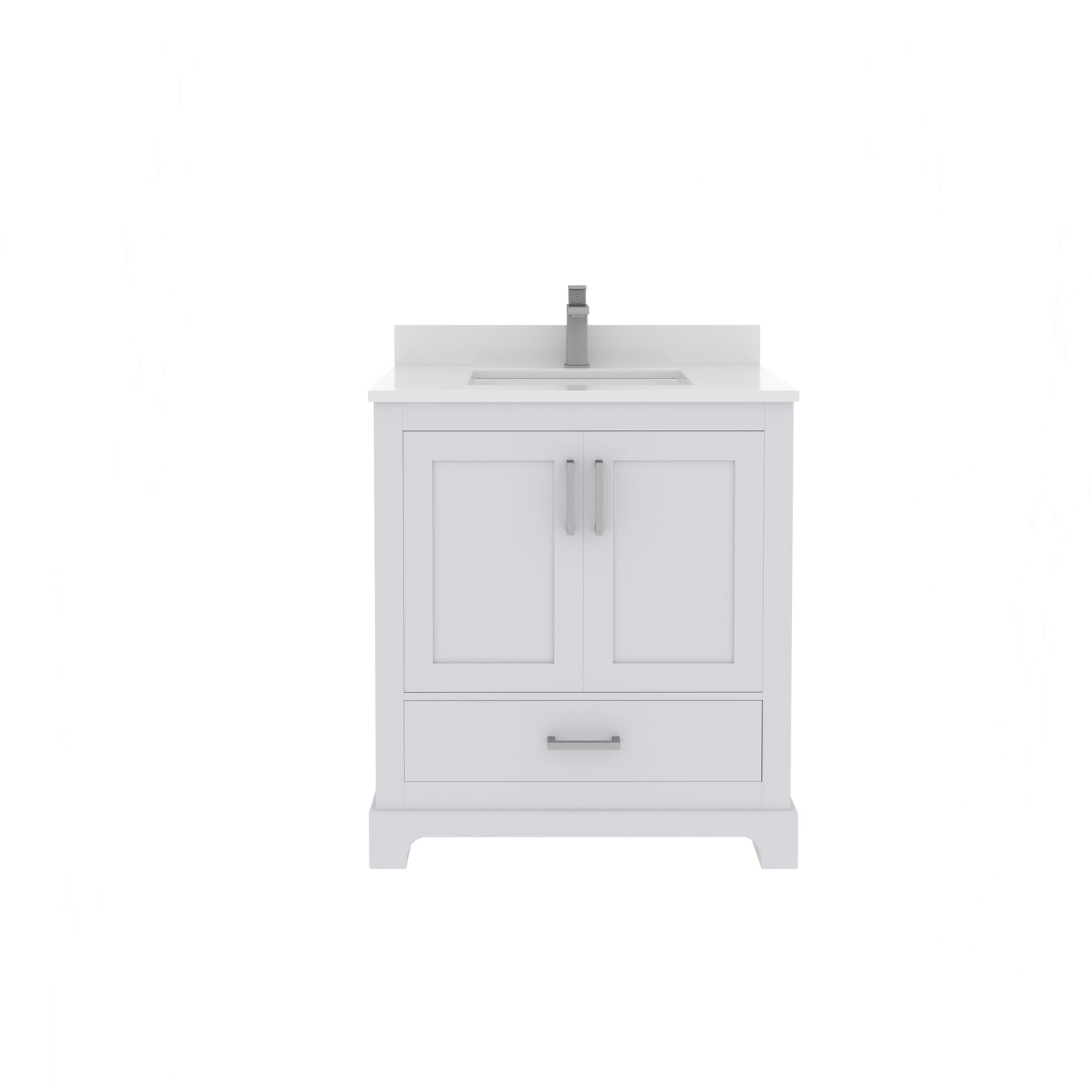 Maya 30 Inch Solid Wood Single Bathroom Vanity with Quartz Countertop