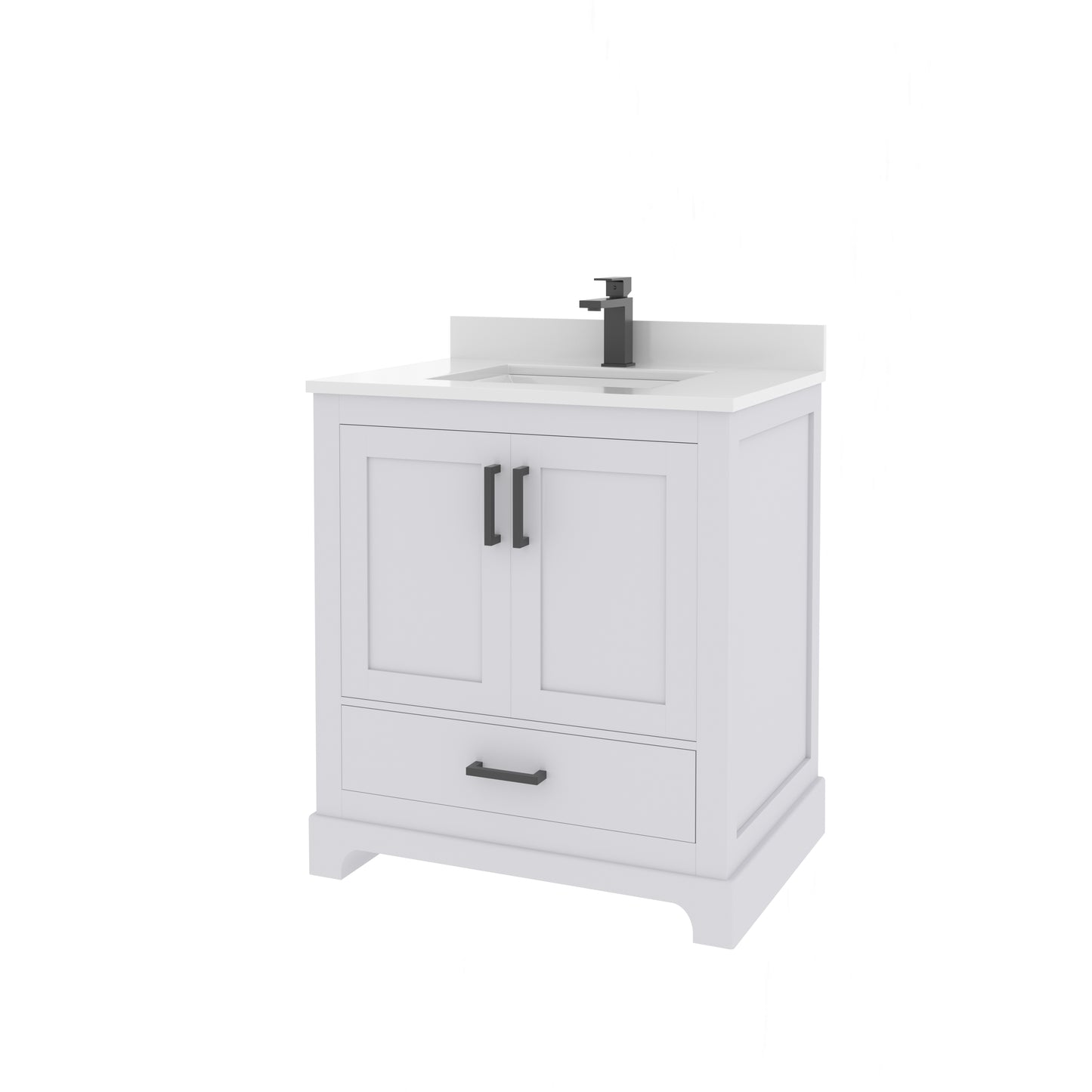 Maya 30 Inch Solid Wood Single Bathroom Vanity with Quartz Countertop