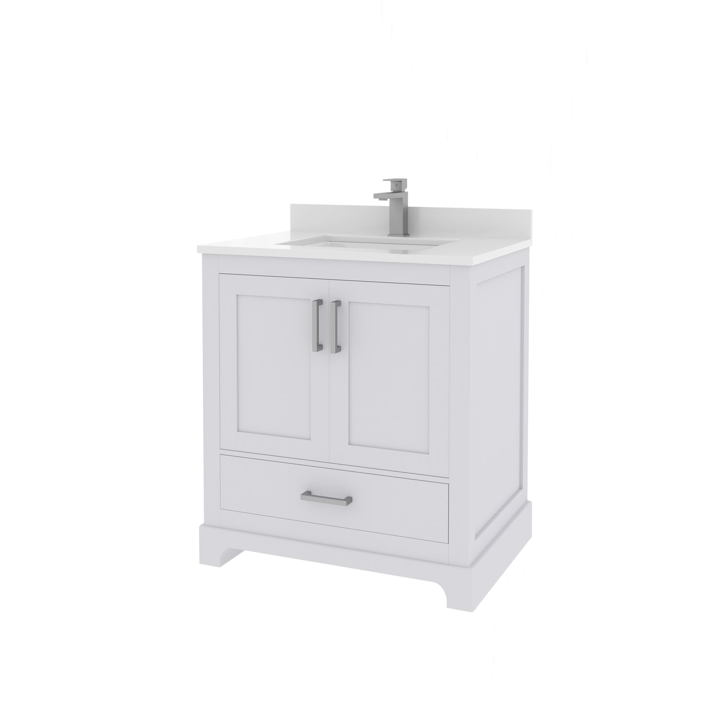 Maya 30 Inch Solid Wood Single Bathroom Vanity with Quartz Countertop