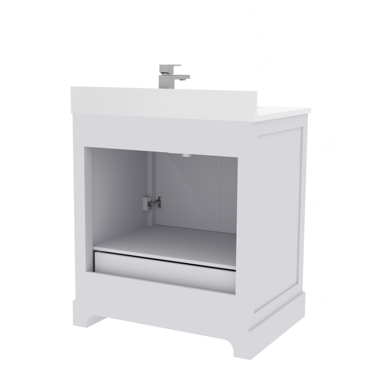 Maya 30 Inch Solid Wood Single Bathroom Vanity with Quartz Countertop