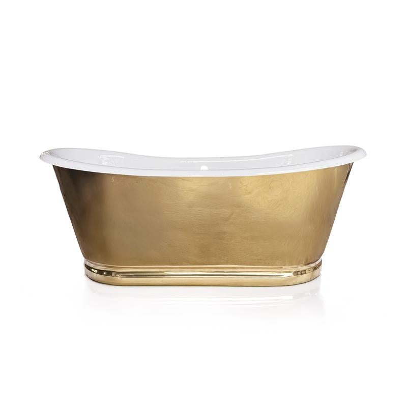 Ayna Decors Velona 67" Freestanding Oval Cast Iron Bathtub – Handcrafted Masterpiece with Gold Enameled Finish and Sculptural Grace