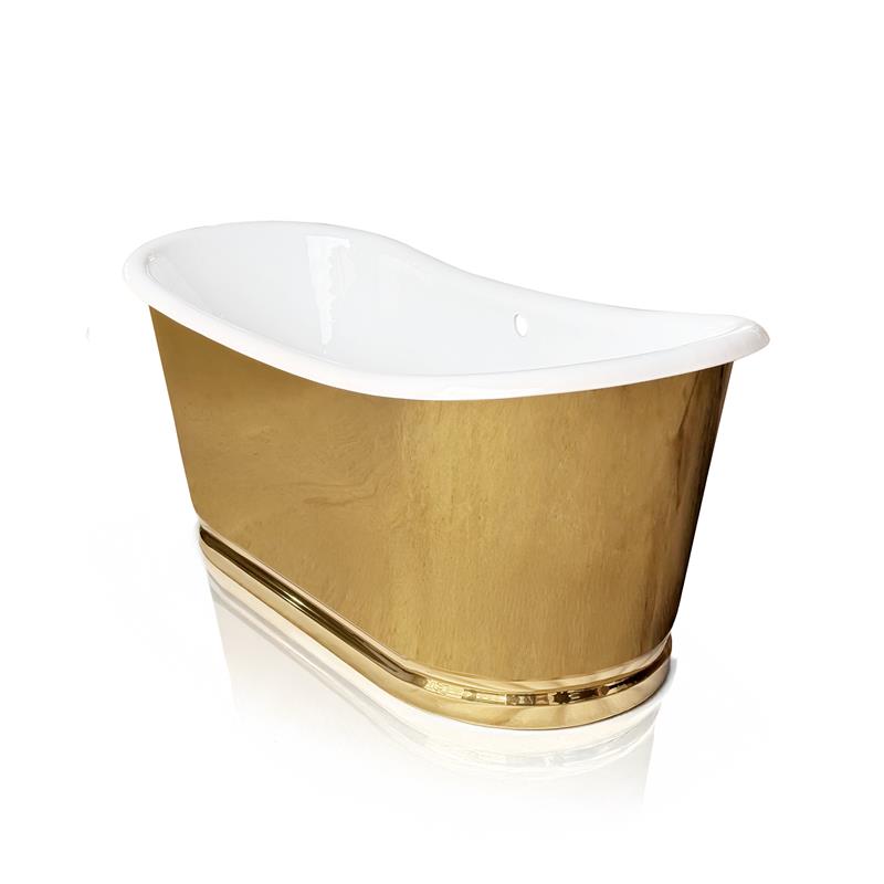 Ayna Decors Velona 67" Freestanding Oval Cast Iron Bathtub – Handcrafted Masterpiece with Gold Enameled Finish and Sculptural Grace