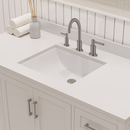 Rooh 48 Inch Solid Wood Bathroom Vanity with Undermount single Rectangle sink & White Quartz countertop 0.75 inch edge in white