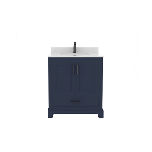Maya 30 Inch Solid Wood Single Bathroom Vanity with Quartz Countertop
