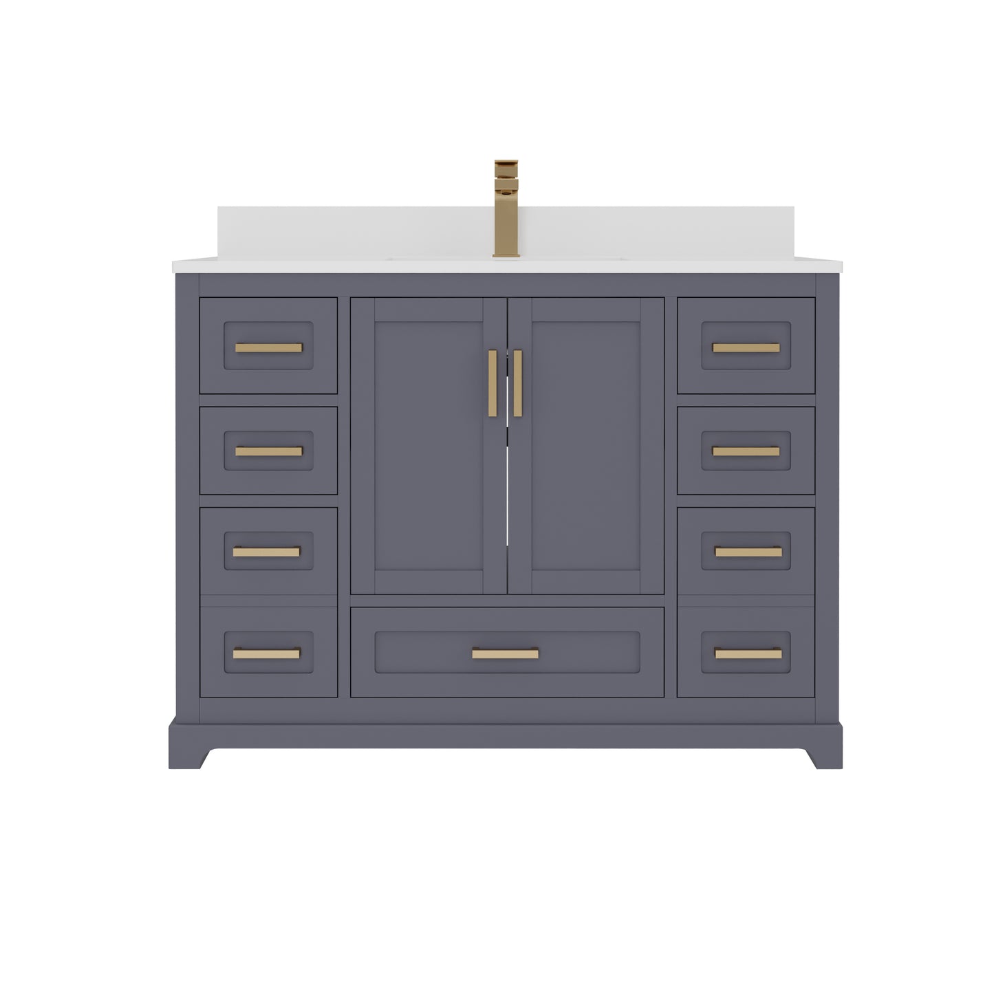 Maya 42 Inch Solid Wood Single Bathroom Vanity with Quartz Countertop