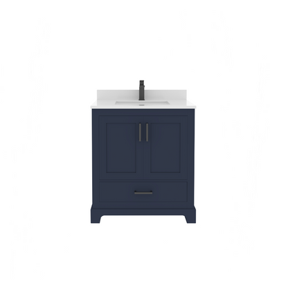 Maya 30 Inch Solid Wood Single Bathroom Vanity with Quartz Countertop