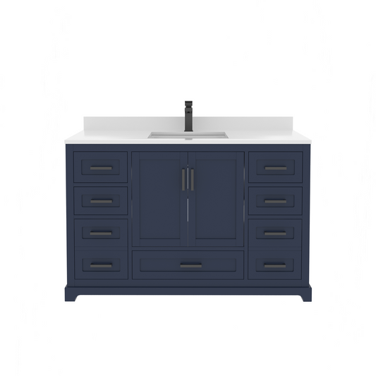 Maya 48 Inch Solid Wood Single Bathroom Vanity with Quartz Countertop