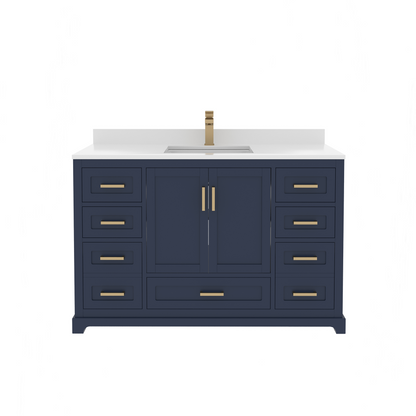 Maya 48 Inch Solid Wood Single Bathroom Vanity with Quartz Countertop
