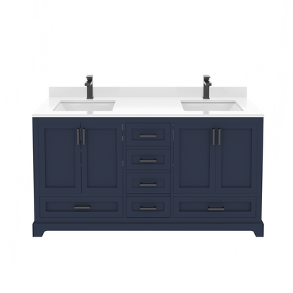 Maya 60 Inch Solid Wood Double Bathroom Vanity with Quartz Countertop