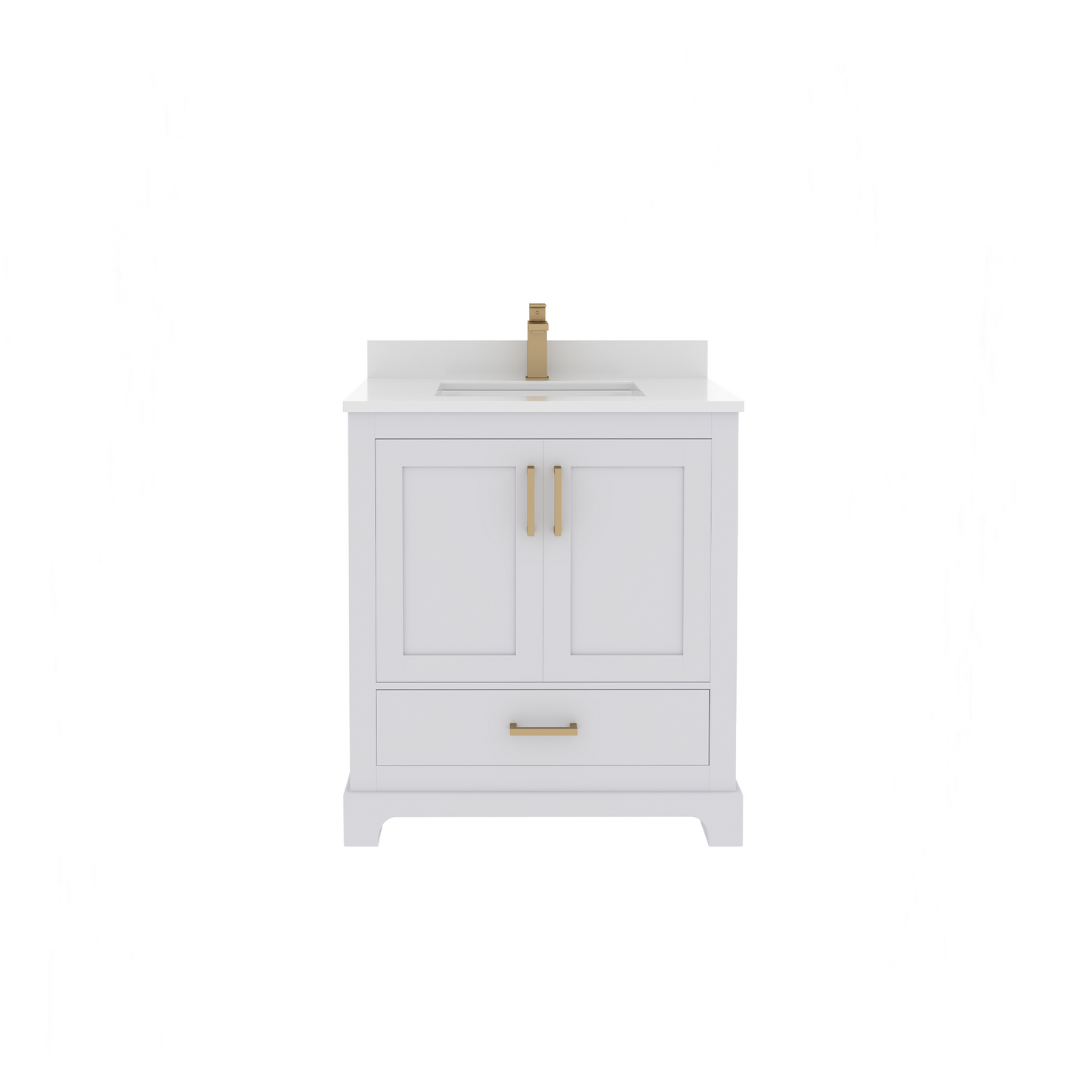 Maya 30 Inch Solid Wood Single Bathroom Vanity with Quartz Countertop