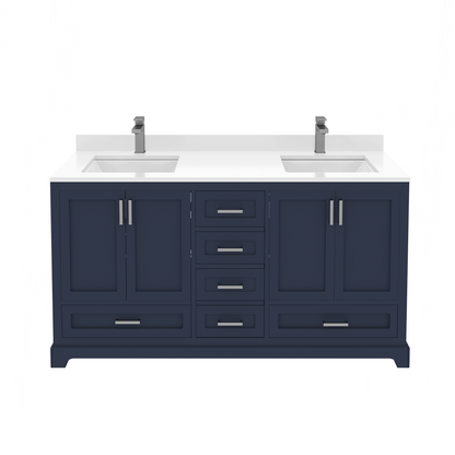 Maya 60 Inch Solid Wood Double Bathroom Vanity with Quartz Countertop