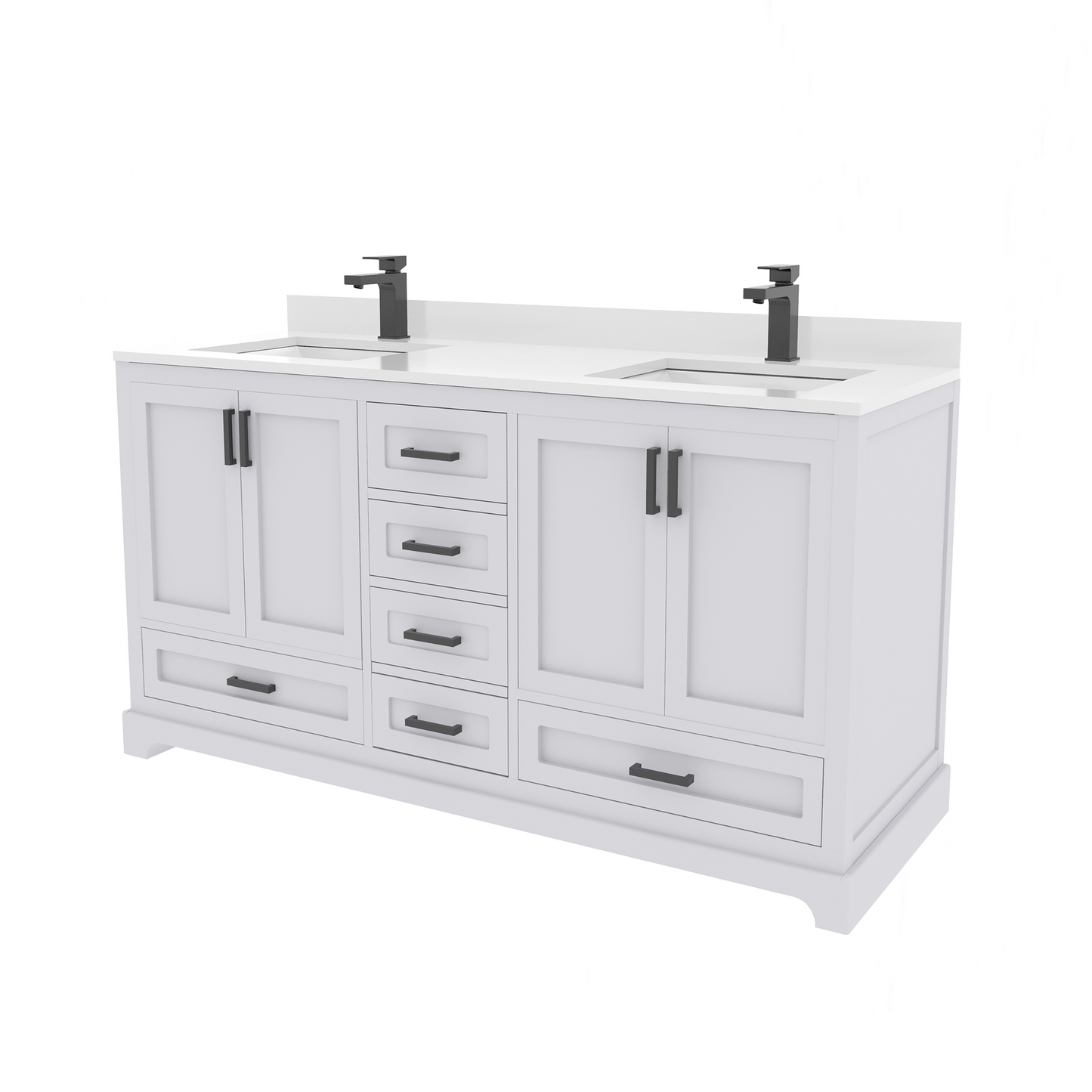 Maya 60 Inch Solid Wood Double Bathroom Vanity with Quartz Countertop