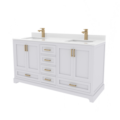 Maya 60 Inch Solid Wood Double Bathroom Vanity with Quartz Countertop