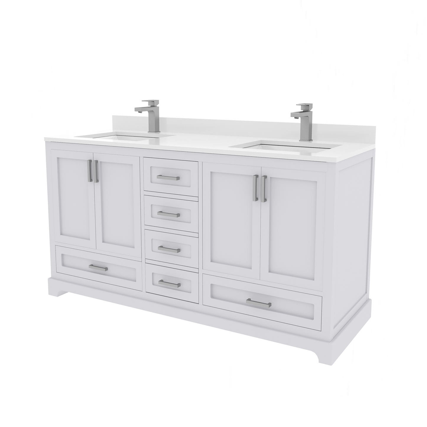 Maya 60 Inch Solid Wood Double Bathroom Vanity with Quartz Countertop