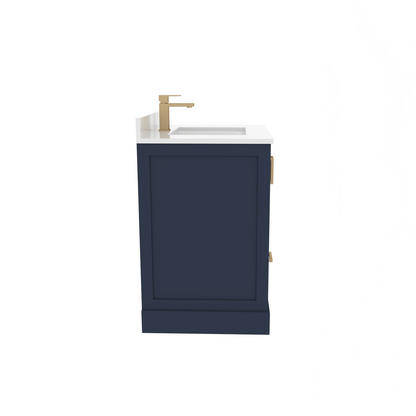 Maya 30 Inch Solid Wood Single Bathroom Vanity with Quartz Countertop