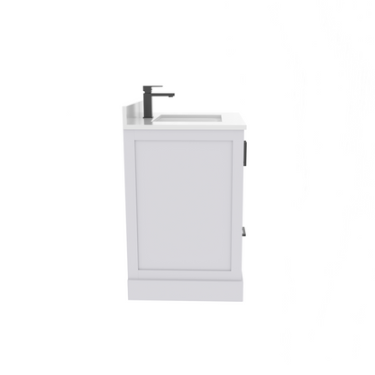 Maya 30 Inch Solid Wood Single Bathroom Vanity with Quartz Countertop