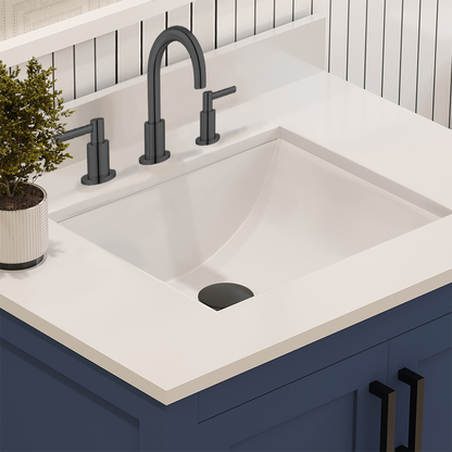 Rooh 30 Inch Solid Wood Bathroom Vanity with Undermount single Rectangle sink & White Quartz countertop 0.75 inch edge in white