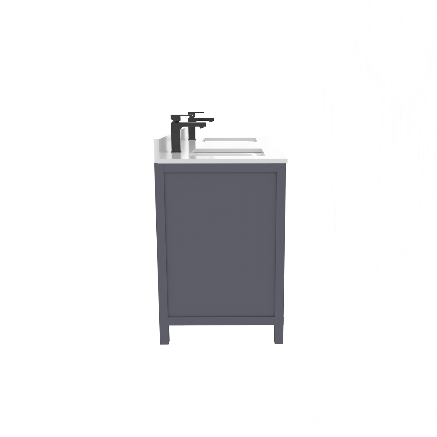 Rooh 72 Inch Solid Wood Bathroom Vanity with Undermount double Rectangle sinks & White Quartz countertop 0.75 inch edge in white