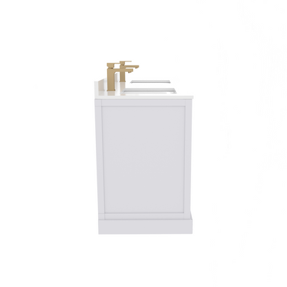 Maya 60 Inch Solid Wood Double Bathroom Vanity with Quartz Countertop