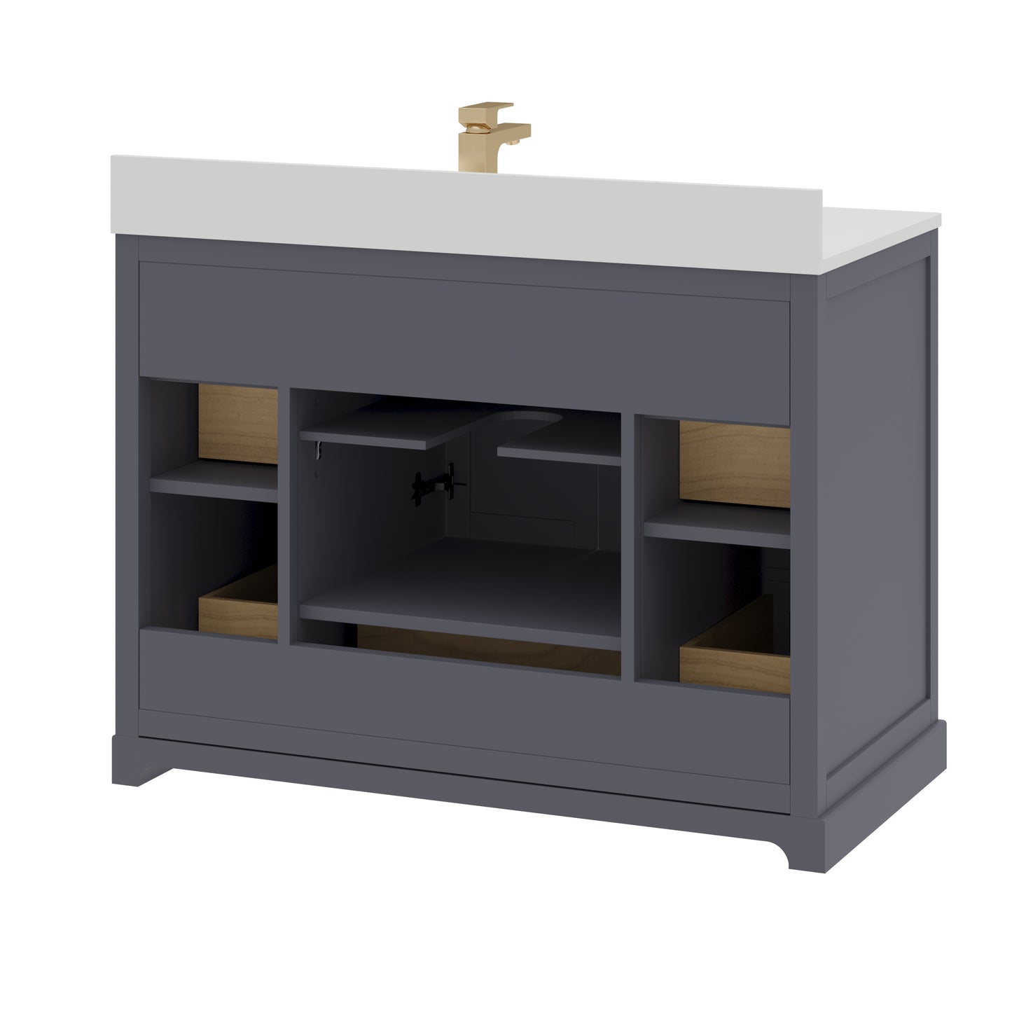 Maya 42 Inch Solid Wood Single Bathroom Vanity with Quartz Countertop