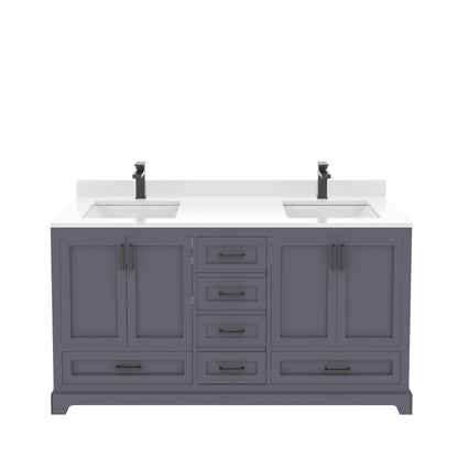Maya 60 Inch Solid Wood Double Bathroom Vanity with Quartz Countertop